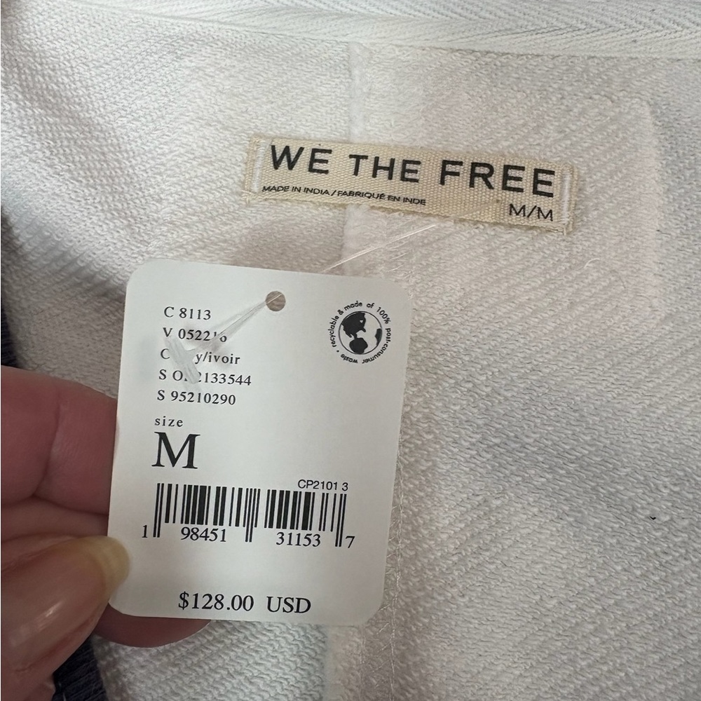 We The Free Free People Ivory Ivy Oversized V-Neck Sweater Vest Size Medium NWT - Picture 9 of 13